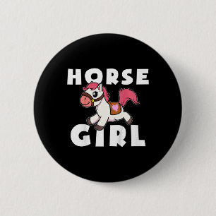 Bóton Redondo 5.08cm Crianças Meninas Cute Horse Girl Pony Maid Gallop