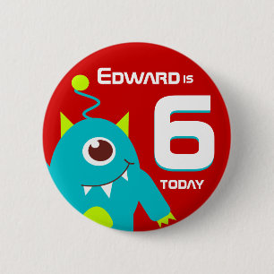 Bóton Redondo 5.08cm Crianças Nome da alienígena botão idade crachá