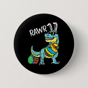 Bóton Redondo 5.08cm Crianças Páscoa Trex Bunny Rawr Menino Pequeno Pás