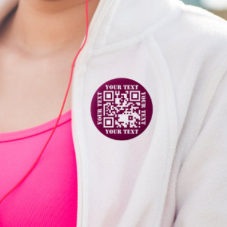 Bóton Redondo 5.08cm Criar Código QR de URL do Site Rosa Escuro Scan Me