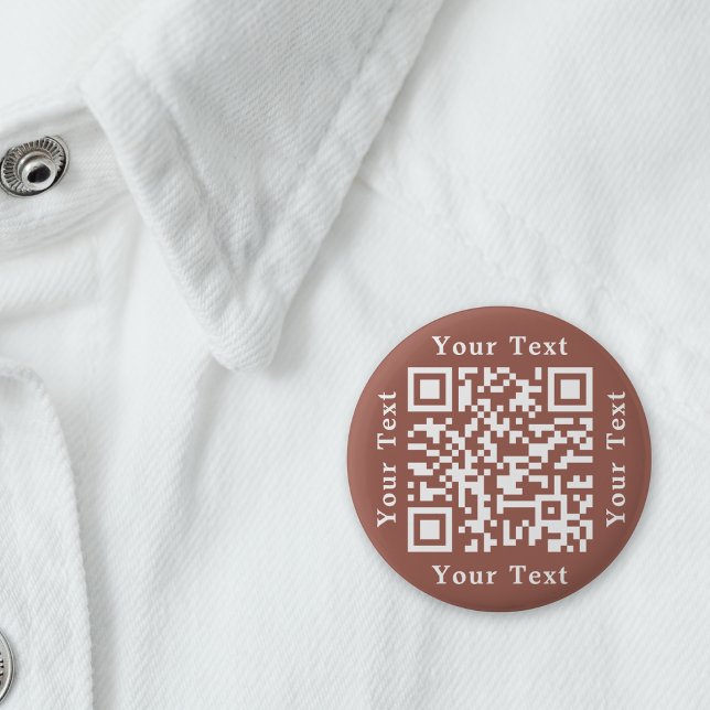 Bóton Redondo 5.08cm Criar Código QR de Verificação de URL do Site Cast (Create Rust Brown Website URL Scan Me QR Code Button)