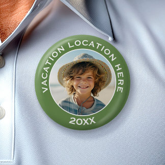 Bóton Redondo 5.08cm Criar um Souvenir de Férias com Foto e Texto