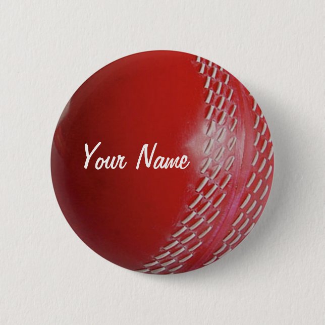 Bóton Redondo 5.08cm Cricket Ball Red Personalize Com Seu Nome (Frente)