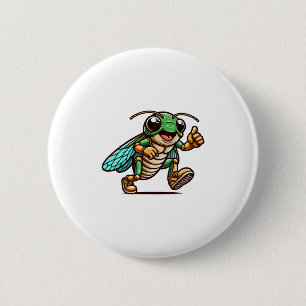 Bóton Redondo 5.08cm Cricket de desenho animado alegre mostrando polega