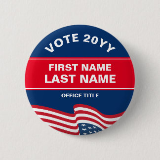 Bóton Redondo 5.08cm Crie seu próprio botão vermelho azul da campanha e