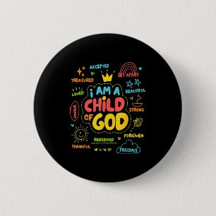 Bóton Redondo 5.08cm Cristão Eu Sou Filho de Deus Jesus Fé Crianças Tod