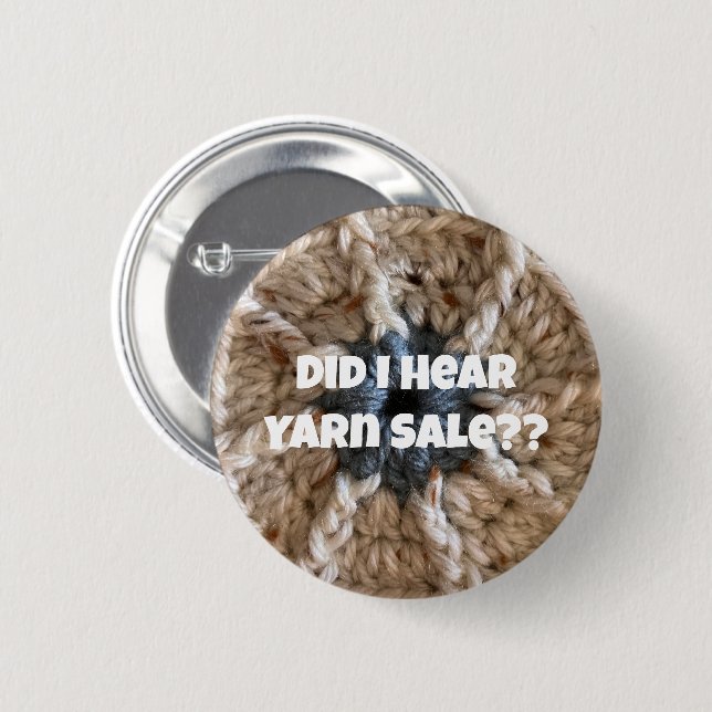 Bóton Redondo 5.08cm Crochet tricotando Humor Beige Blue Artesanato Lov (Frente & Verso)