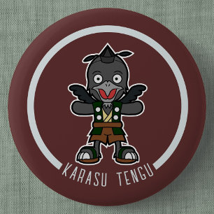Bóton Redondo 5.08cm Crow Tengu, Um Cartoon   Yokai Japonês