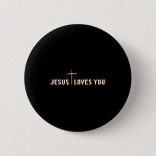 Bóton Redondo 5.08cm Cruz de Jesus Ama Você Deus Gráfico Cristão