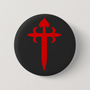 Bóton Redondo 5.08cm Cruz de Santiago A Emblema Vermelha em Forma de Es