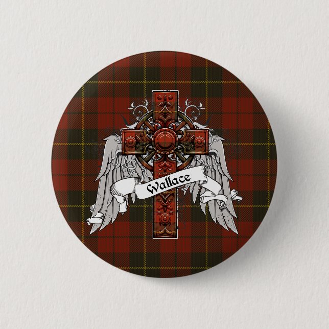 Bóton Redondo 5.08cm Cruz do Tartan de Wallace (Frente)