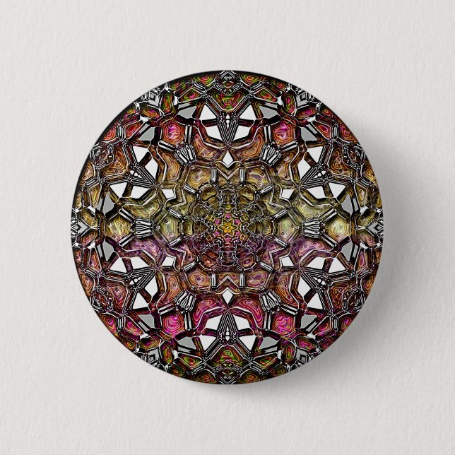 Bóton Redondo 5.08cm Crystal Mandala Metálico (Frente)