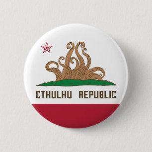 Bóton Redondo 5.08cm Cthulhu República da Califórnia Flag Lovecraft