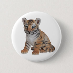 Bóton Redondo 5.08cm Cubo de Tigre de Bebê