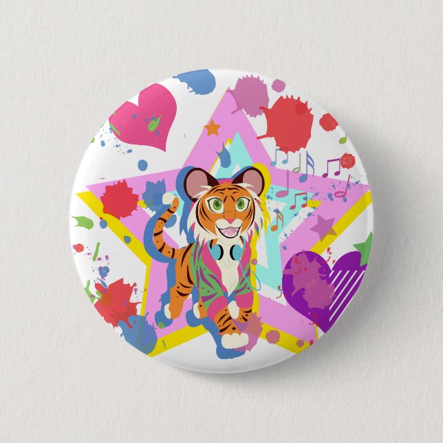 Bóton Redondo 5.08cm Cubo Tigre (Frente)