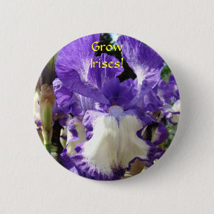 Bóton Redondo 5.08cm Cultive Íris! Botão Flor de Íris Roxa botões
