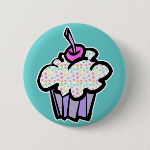 Bóton Redondo 5.08cm cupcake com bolinhas pastéis