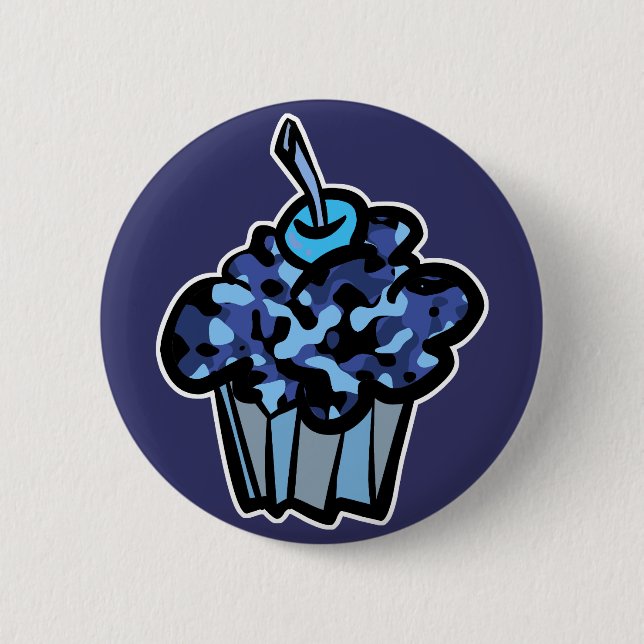 Bóton Redondo 5.08cm cupcake de camuflagem azul-céu (Frente)