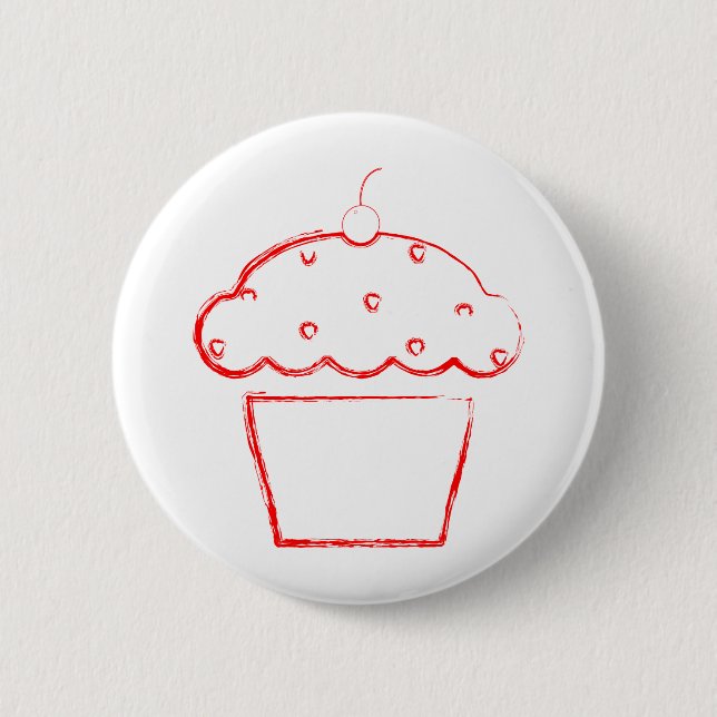 Bóton Redondo 5.08cm cupcake de cereja (Frente)
