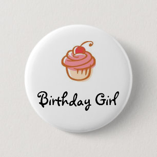 Bóton Redondo 5.08cm cupcake, menina do aniversário - personalizada