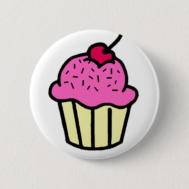 Bóton Redondo 5.08cm Cupcake rosa (Frente)