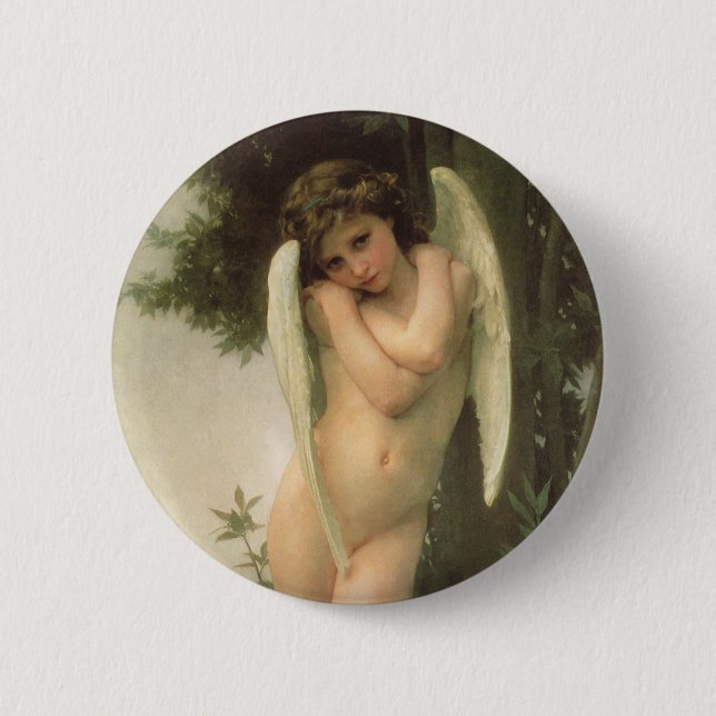 Bóton Redondo 5.08cm Cupido (Cupidon) Angel Portrait de Bouguereau (Frente)