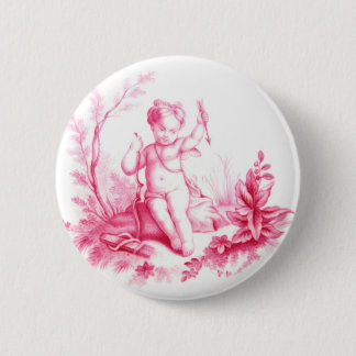Bóton Redondo 5.08cm Cupido da porcelana de Coalbrookdale, pintado 1865