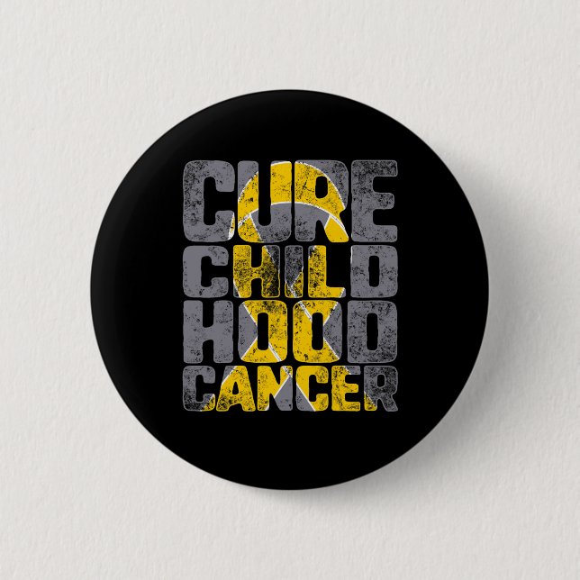 Bóton Redondo 5.08cm Cure Childhood Cancer Gold Ribbon Support Awarenes (Frente)