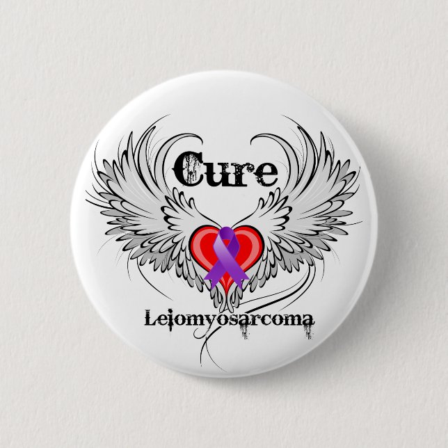 Bóton Redondo 5.08cm Cure Leiomiosarcoma Heart Tattoo Wings (Frente)