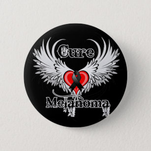 Bóton Redondo 5.08cm Cure Melanoma Heart Tattoo Wings