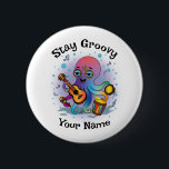 Bóton Redondo 5.08cm Custom Button | Retro Octopus | Name & Text<br><div class="desc">✨ Add groovy retro vibes to your outfit with this custom octopus button!
🖊️ Customize the top phrase   add any name for a fun,  one-of-a-kind gift.
📌 Perfect for backpacks,  jackets,  tote bags,  and party favors.
🎁 Great for birthdays,  holidays,  and personalized surprises.</div>