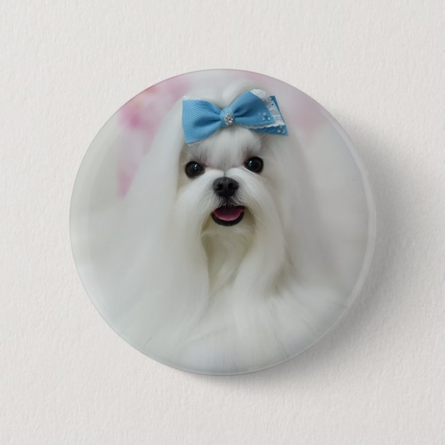 Bóton Redondo 5.08cm Custom Dog Photo | Personalized Pet Button Pin  (Frente)