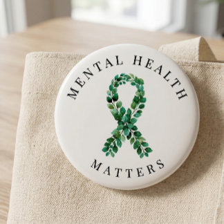 Bóton Redondo 5.08cm Custom Mental Health Matters Botanical Ribbon