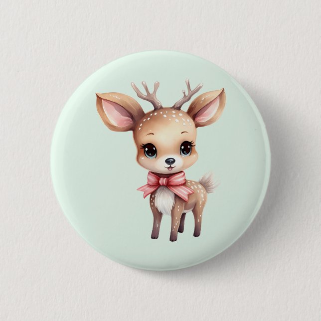 Bóton Redondo 5.08cm Cute Baby Deer Cartoon Illustration (Frente)