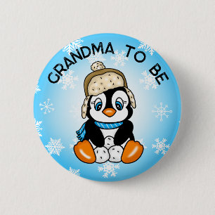 Bóton Redondo 5.08cm Cute Baby Penguin Vovó A Ser Chá de fraldas