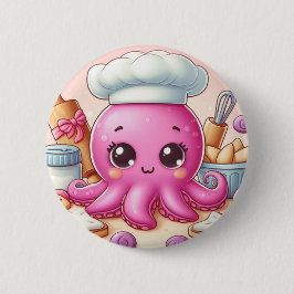 Bóton Redondo 5.08cm Cute baking octopus button