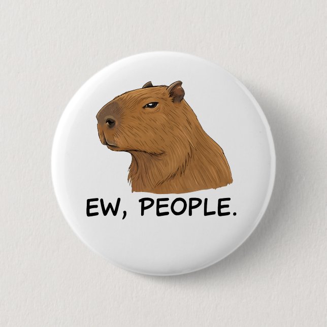 Bóton Redondo 5.08cm Cute Capybara Ironic Anti Social Mood Funny Quote (Frente)