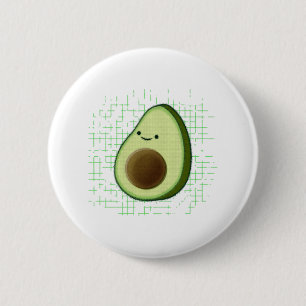 Bóton Redondo 5.08cm Cute Cartoon Avocado On Distressed Background