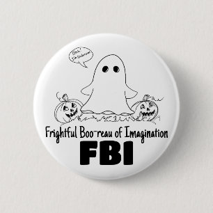 Bóton Redondo 5.08cm Cute Ghost Undercover Botão de Halloween do FBI