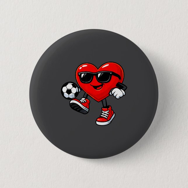 Bóton Redondo 5.08cm Cute Heart Playing Soccer Valentines Day Soccer Bo (Frente)