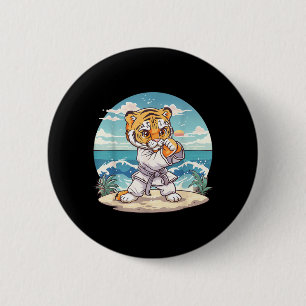 Bóton Redondo 5.08cm Cute Karate Tigre Kickboxing Taekwondo Jiu-Jitsu