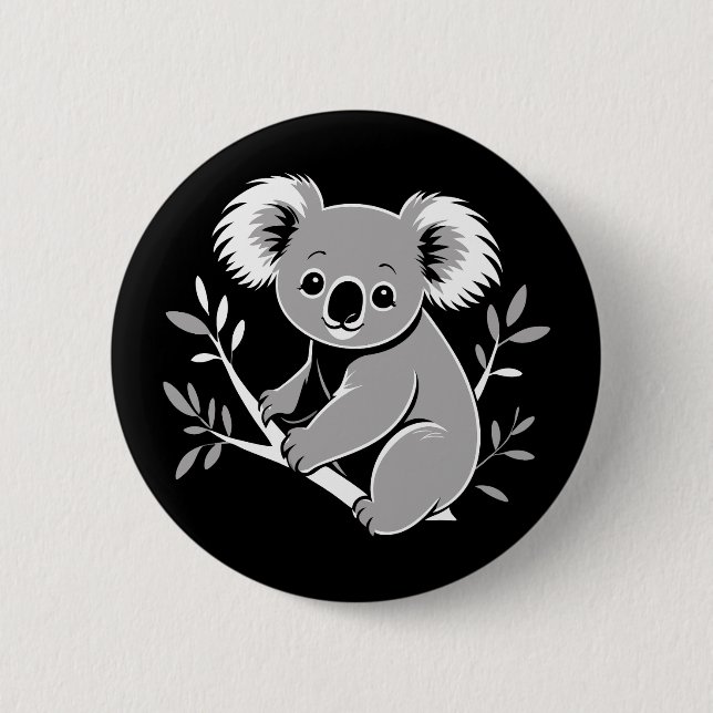 Bóton Redondo 5.08cm Cute Koala (Frente)