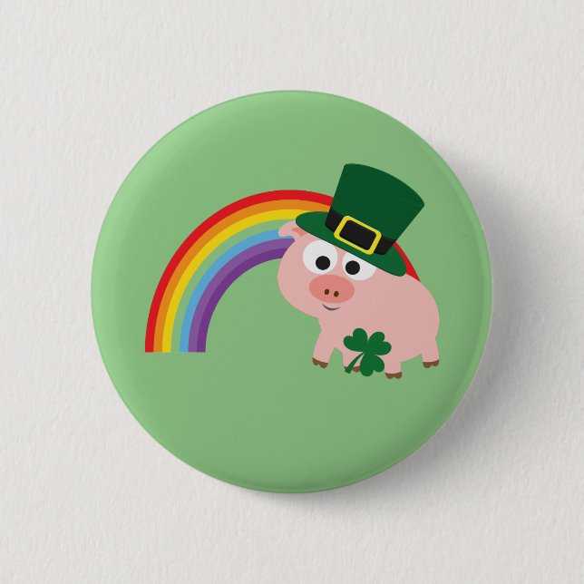 Bóton Redondo 5.08cm Cute Leprechaun Pig (Frente)