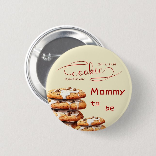 Bóton Redondo 5.08cm Cute Little Cookie Baby Shower Mommy-to-be (Frente & Verso)
