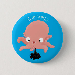 Bóton Redondo 5.08cm Cute pink baby octopus cartoon humour