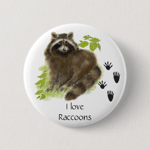 Bóton Redondo 5.08cm Cute Raccoon Nature
