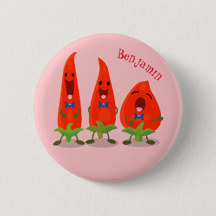 Bóton Redondo 5.08cm Cute singing chilli peppers cartoon illustration