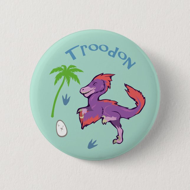 Bóton Redondo 5.08cm Cute Troodon (Frente)