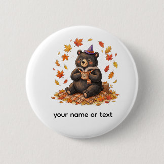 Bóton Redondo 5.08cm Cute Urso de Abóbora de Halloween Camiseta de Outo