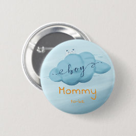 Bóton Redondo 5.08cm Cute Watercolor Cloud Baby Boy Shower Mommy-to-be